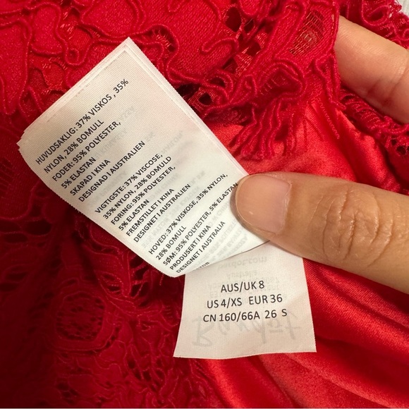 Bardot Pierre Lace Dress in Lava Red Size XS - Picture 11 of 16